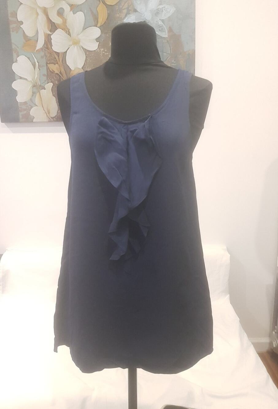 Theory Rayon Top Size S P/TP Petite Navy Blue Sleeveless